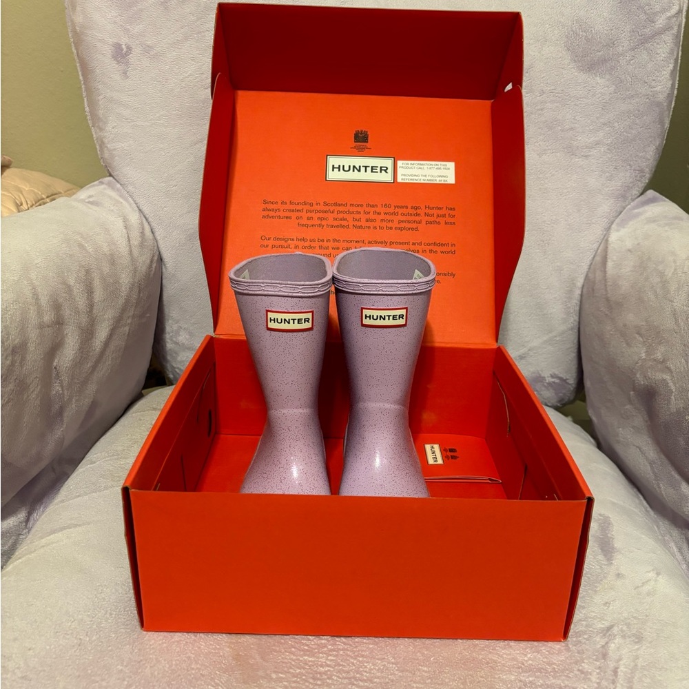 NIB Hunter Boots - Kids First Classic Starcloud in Lavender Reed